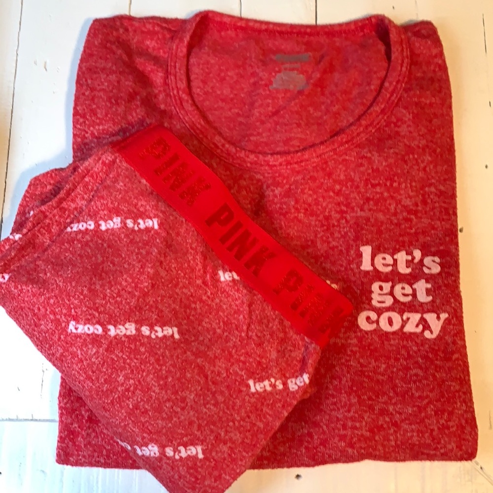 Like New VS PINK  Long Sleeve/Pants PJ Set